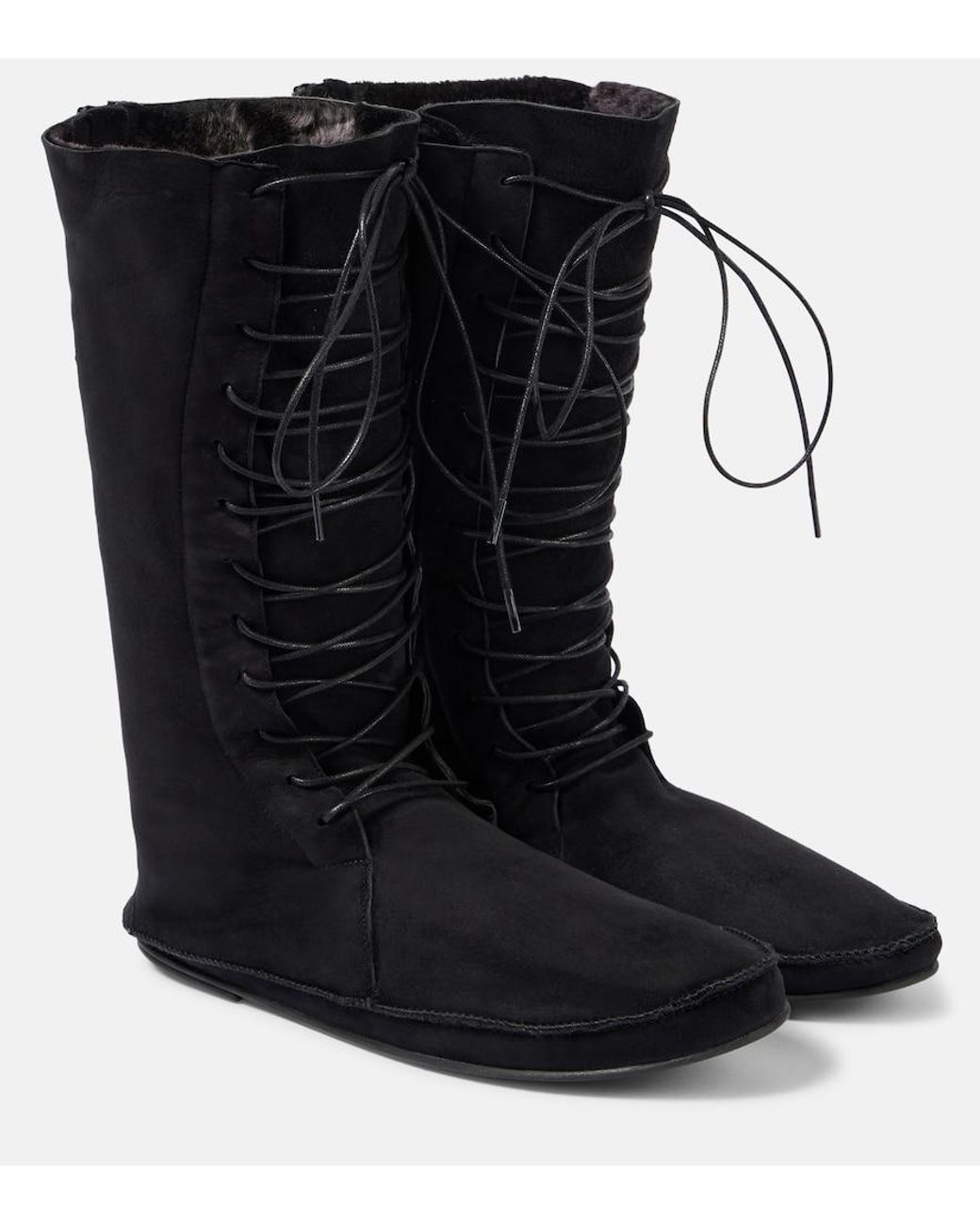 The Row Black Tyler Suede Lace-Up Boots