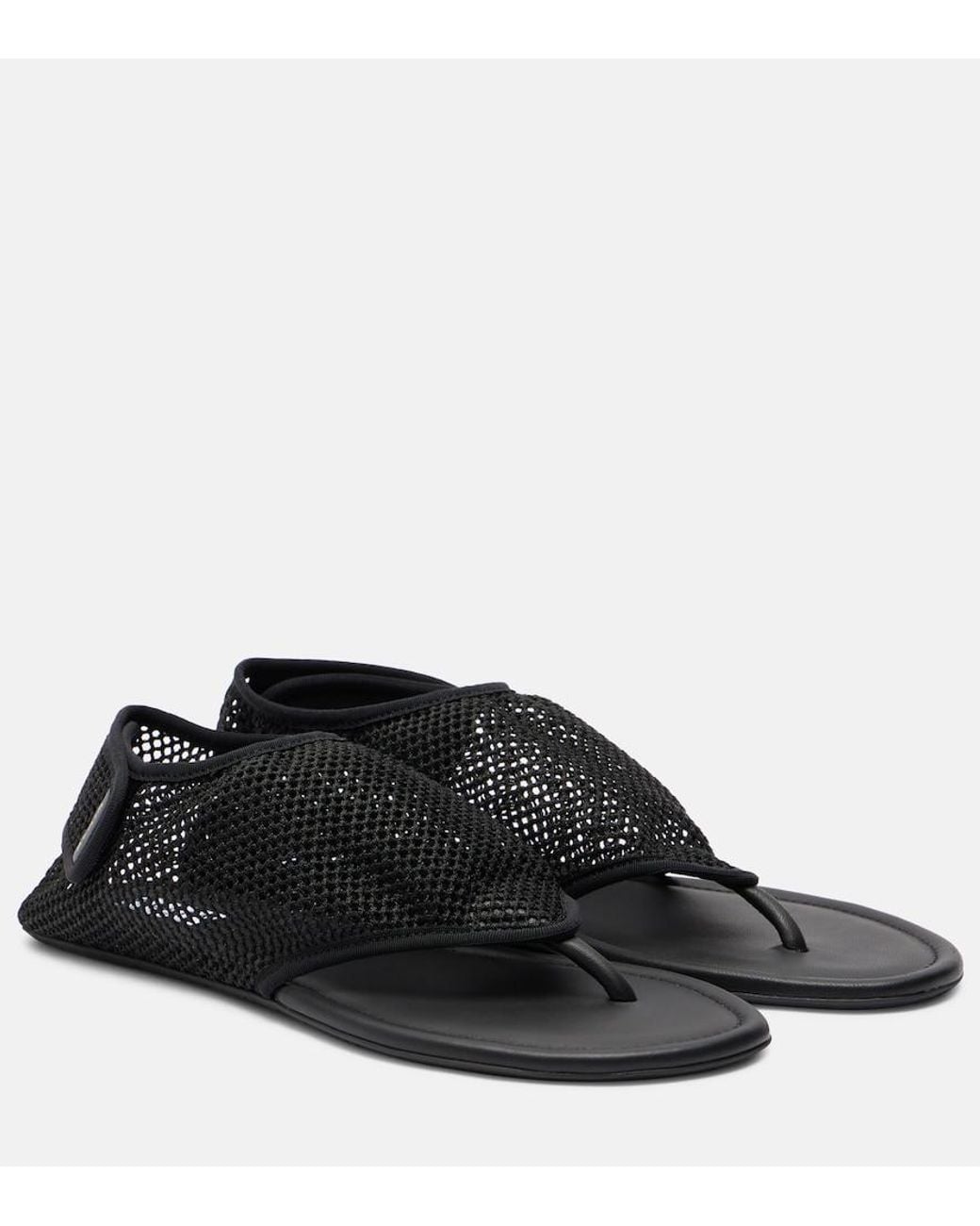 Alaïa Black Thong Fishnet Sandals
