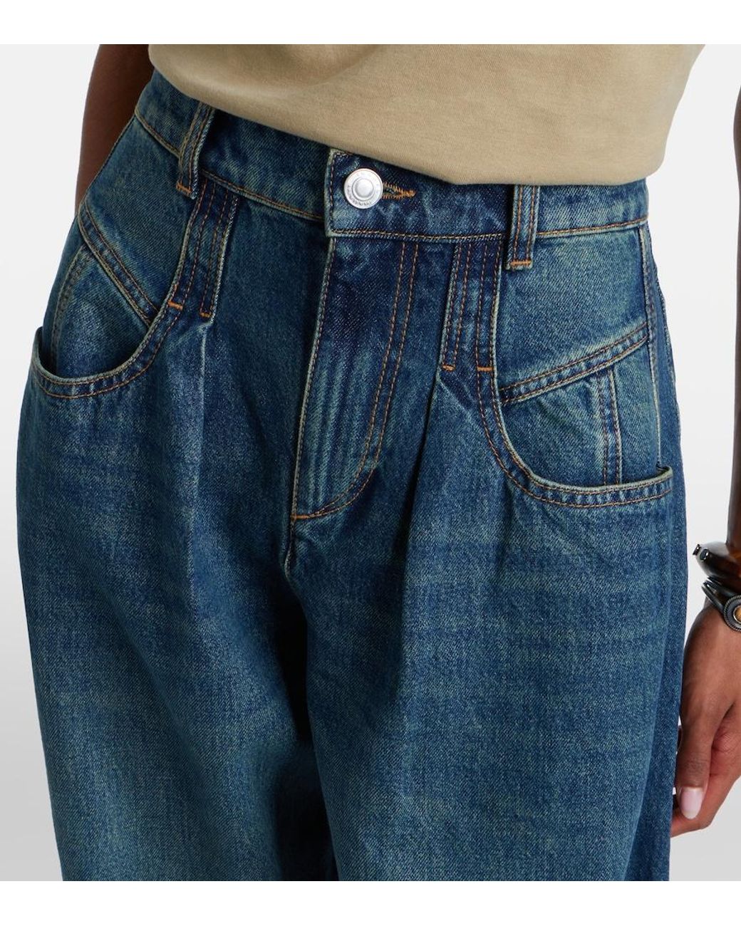 Isabel Marant Blue Lishaga Barrel-Leg Jeans