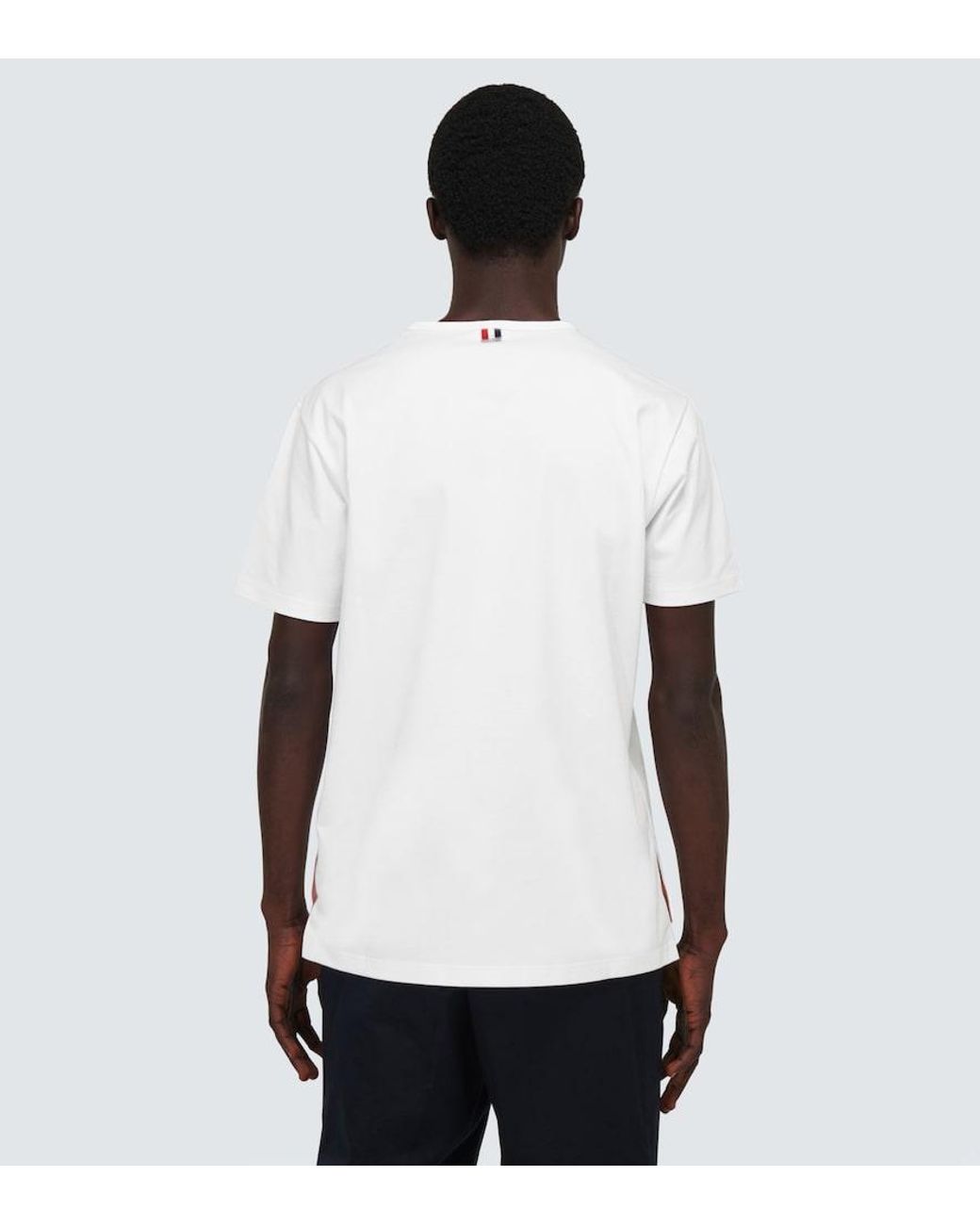 Thom Browne White Short-Sleeved Cotton T-Shirt for men