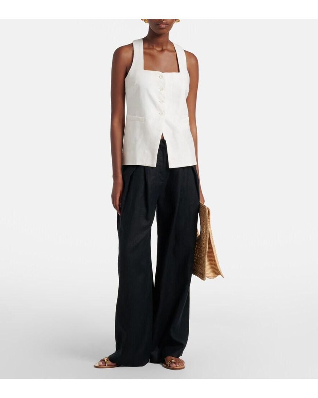 Faithfull The Brand White Jackie Linen Vest