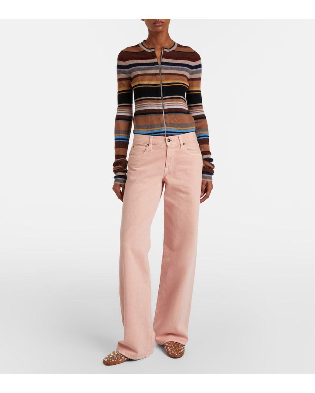 SLVRLAKE Denim Pink Mica Wide-Leg Jeans