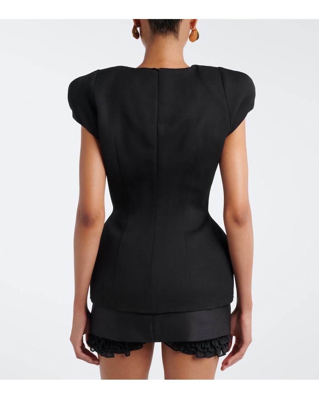 Magda Butrym Black Padded Silk And Cashmere Top