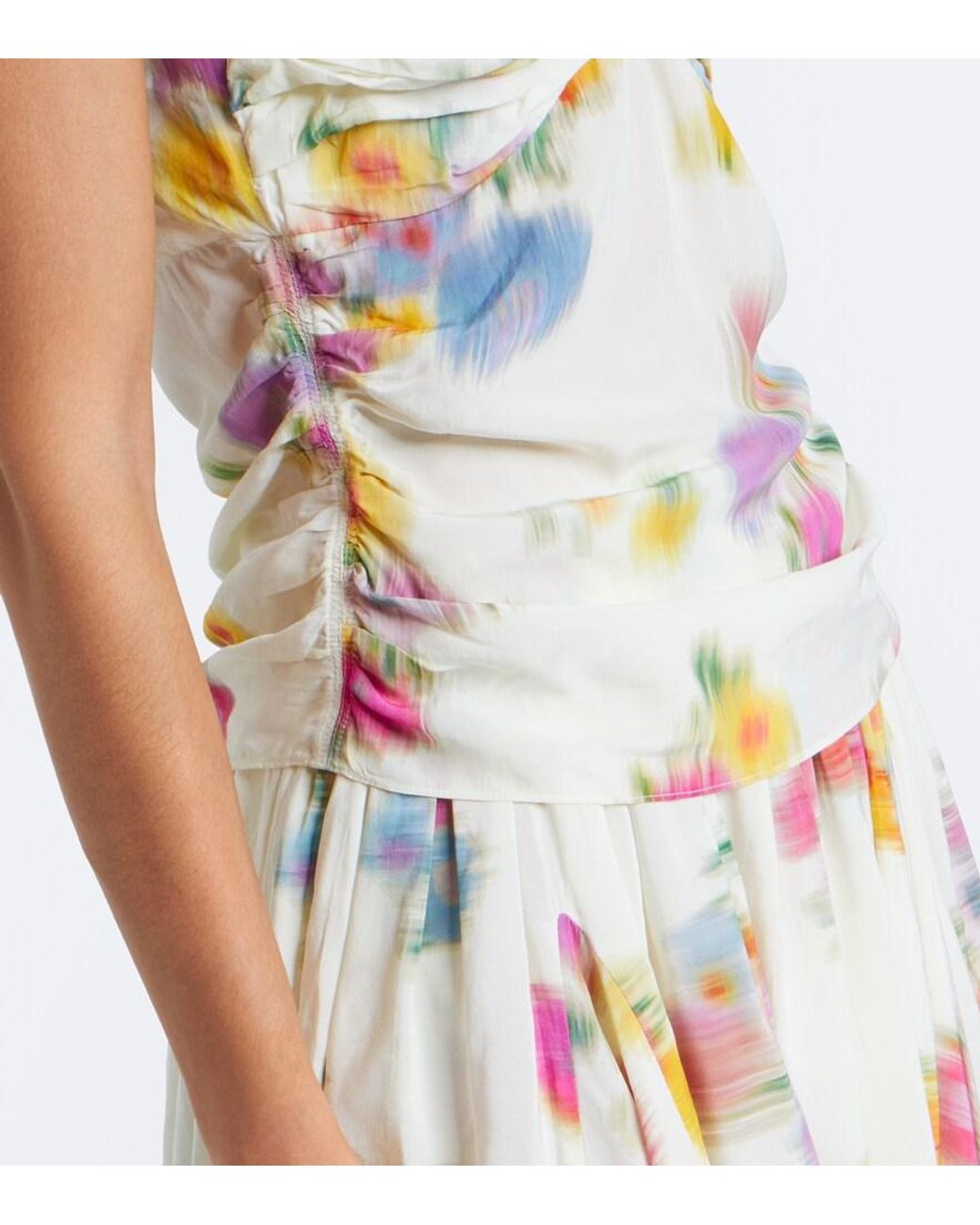 Isabel Marant White Floral Gathered Satin Top