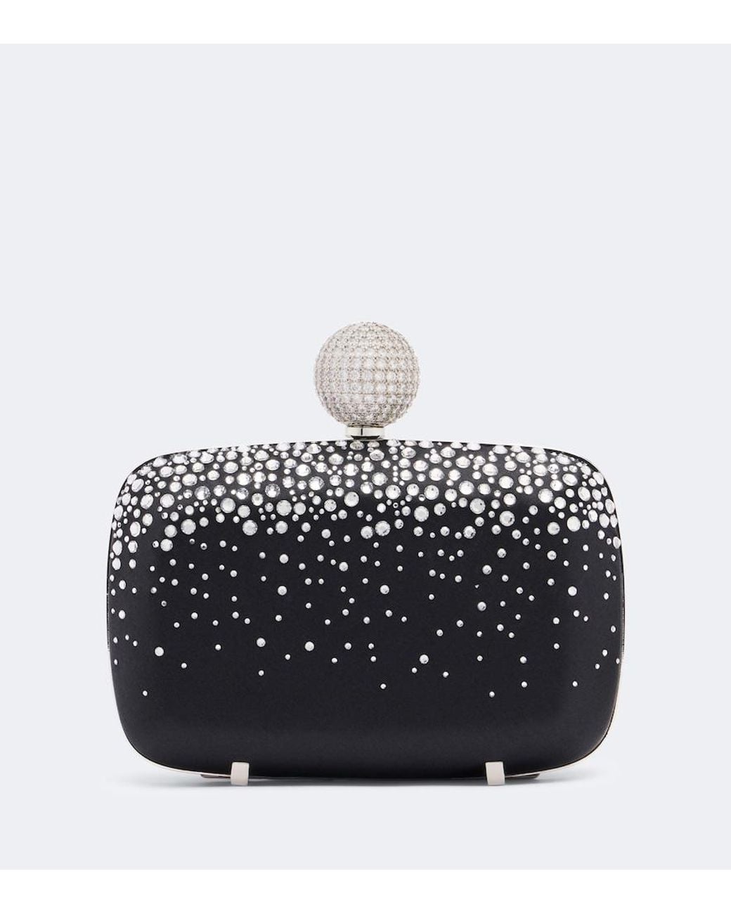 Roger Vivier Black Vivier Marlene Embellished Satin Clutch