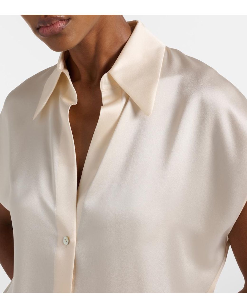 Vince White Silk Satin Blouse