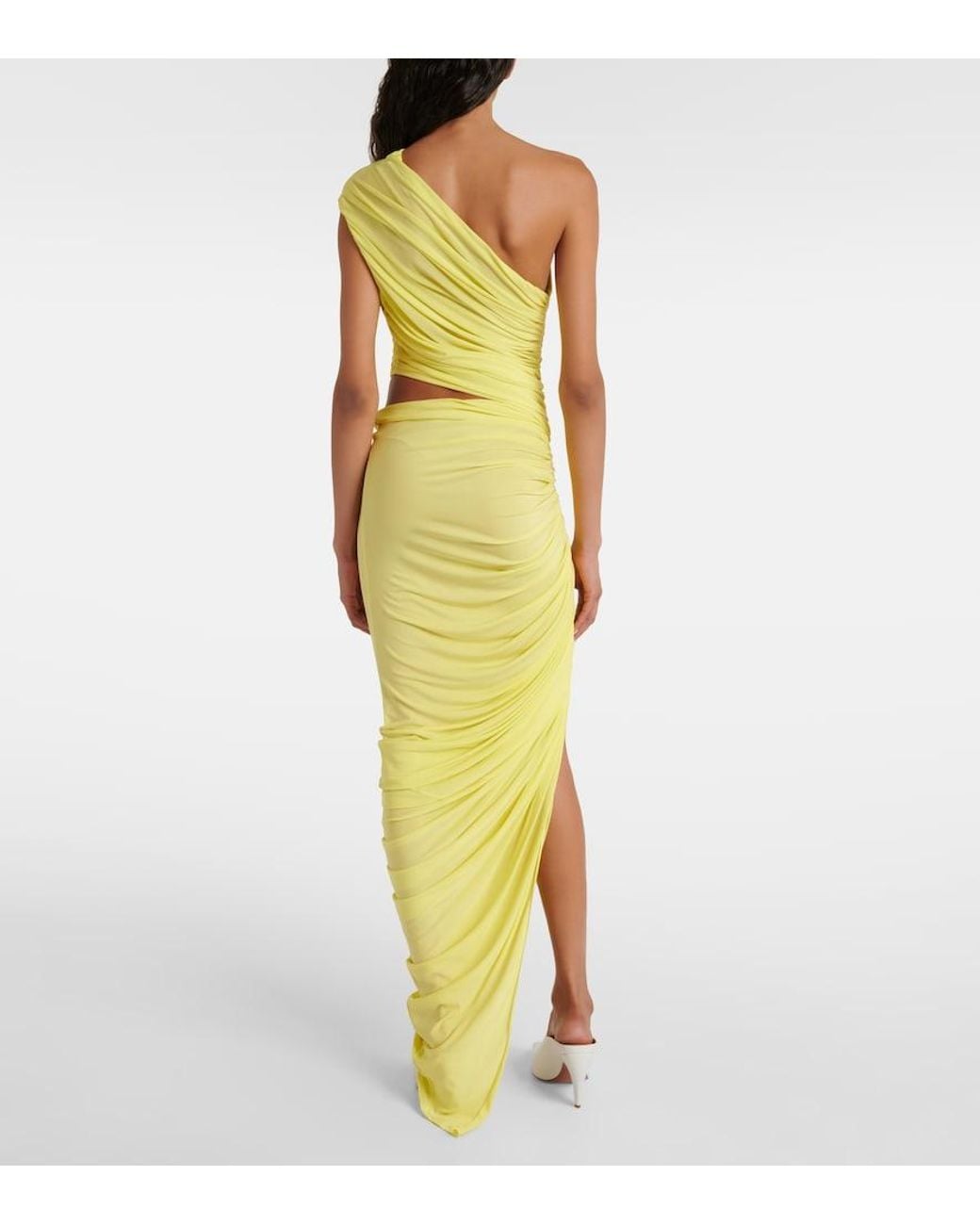 Alaïa Yellow Ruched Cutout Jersey Gown