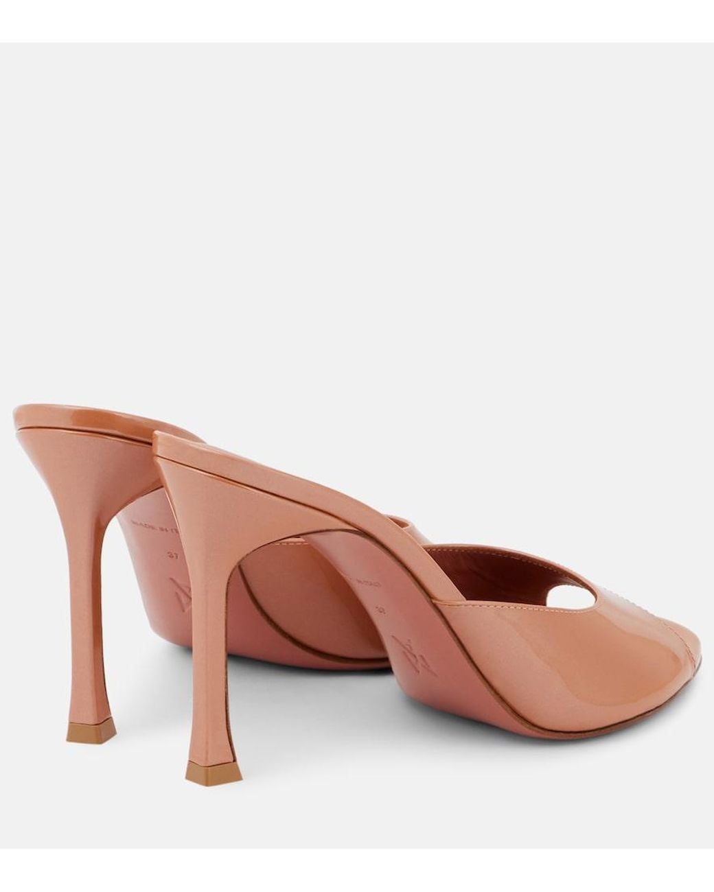 AMINA MUADDI Brown Alexa 95 Patent Leather Mules