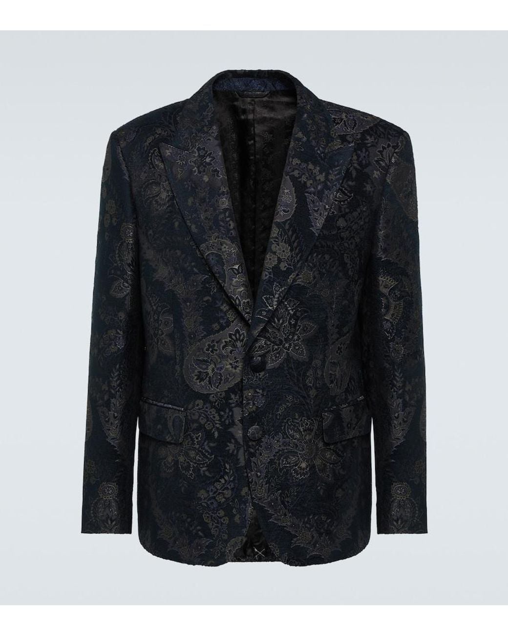 Etro Blue Jacquard Velvet Blazer for men