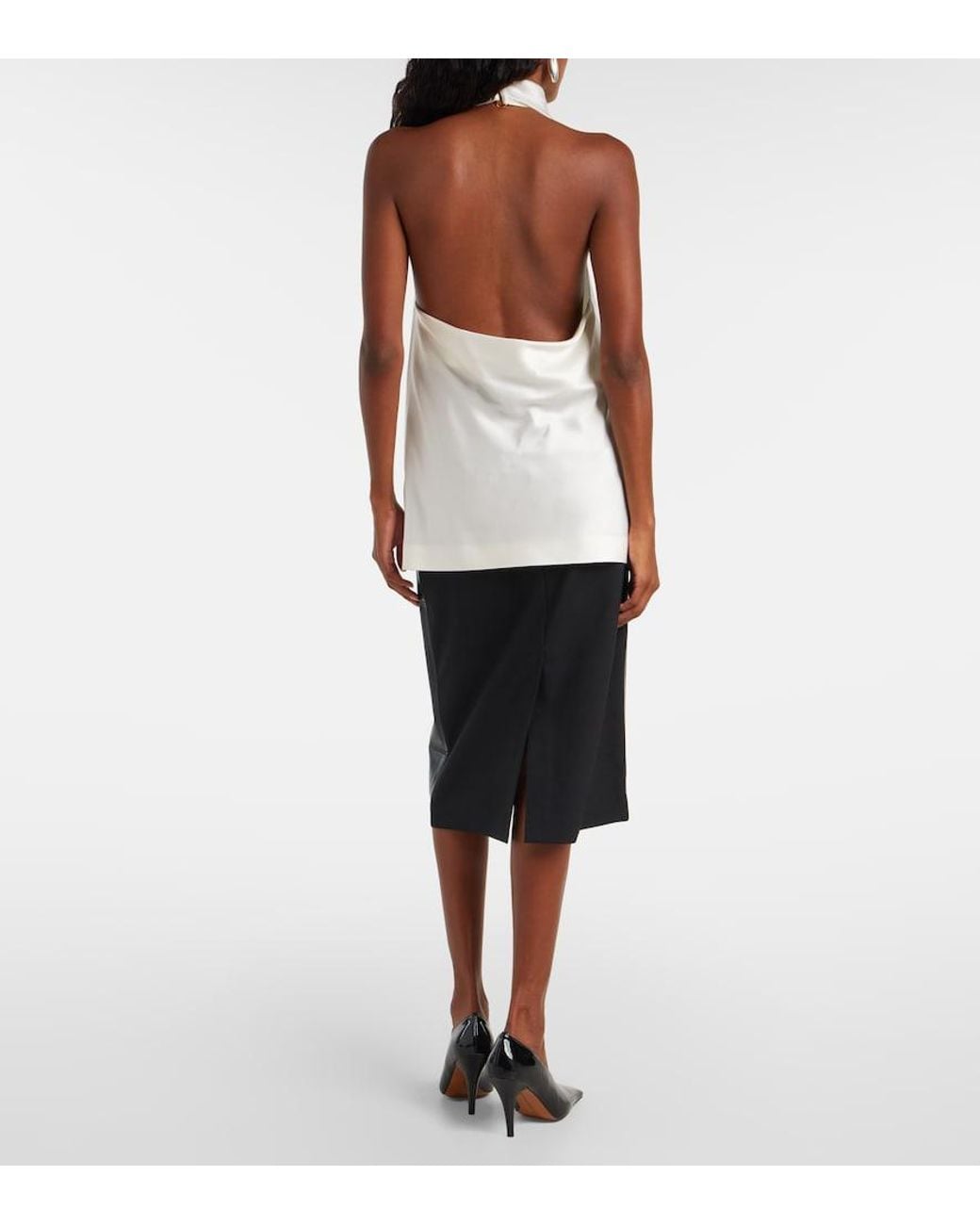Stella McCartney White Satin Halterneck Top