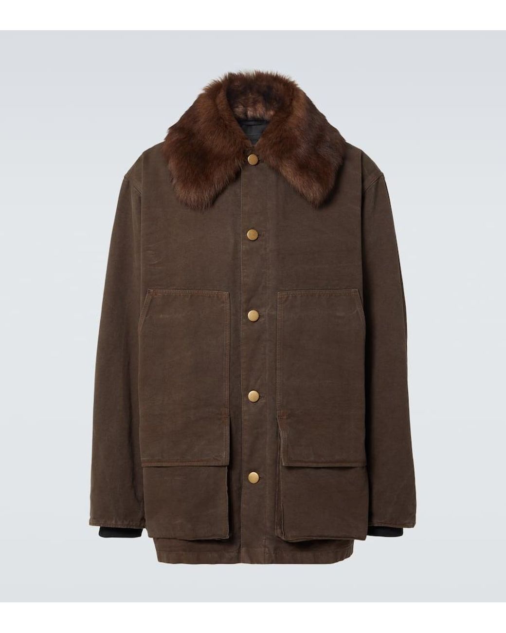 Prada Brown Shearling-Collar Jacket for men