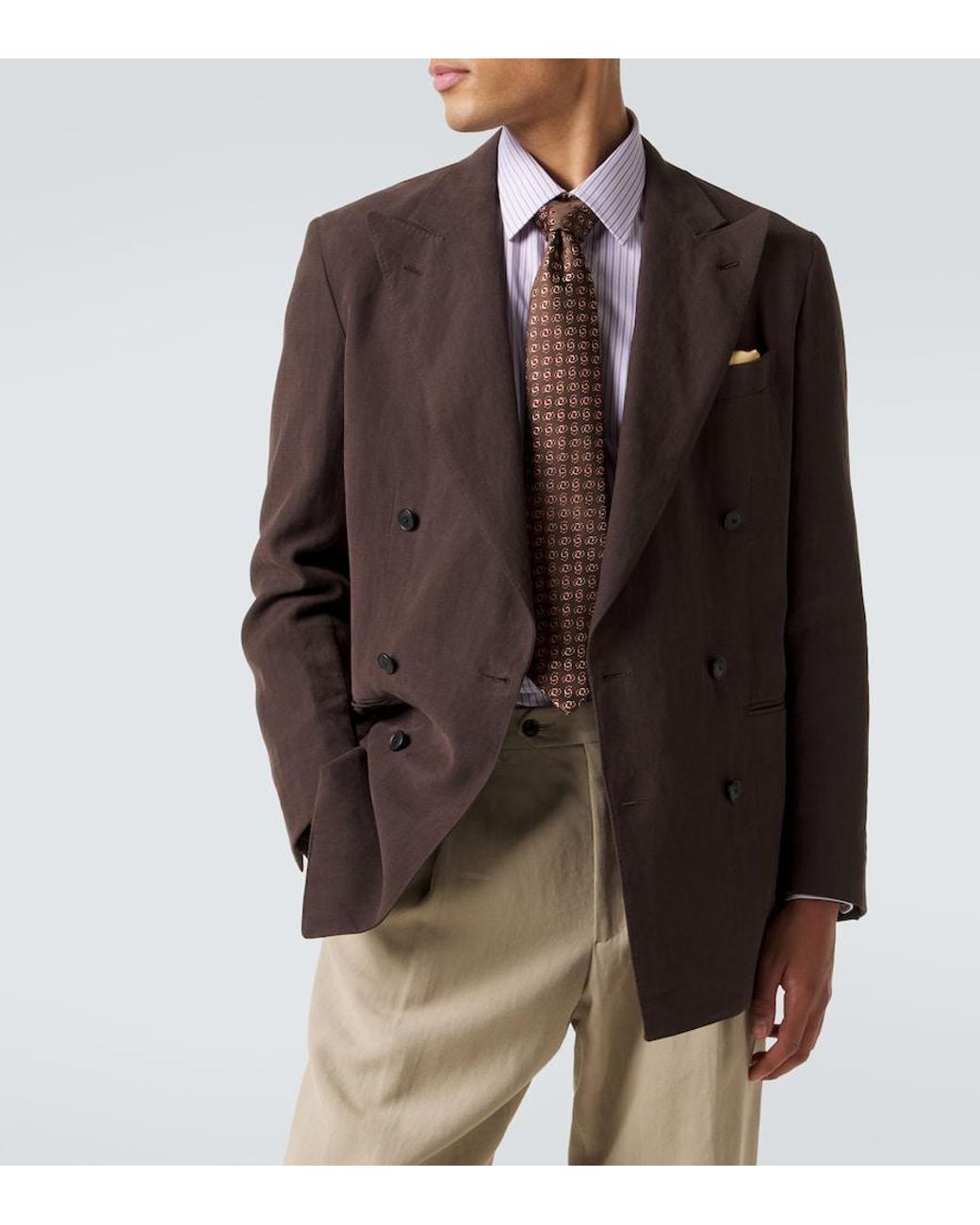 Charvet Brown Silk Jacquard Tie for men