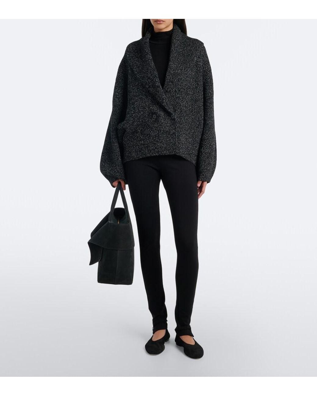 Totême  Black Wool And Cotton-Blend Cardigan