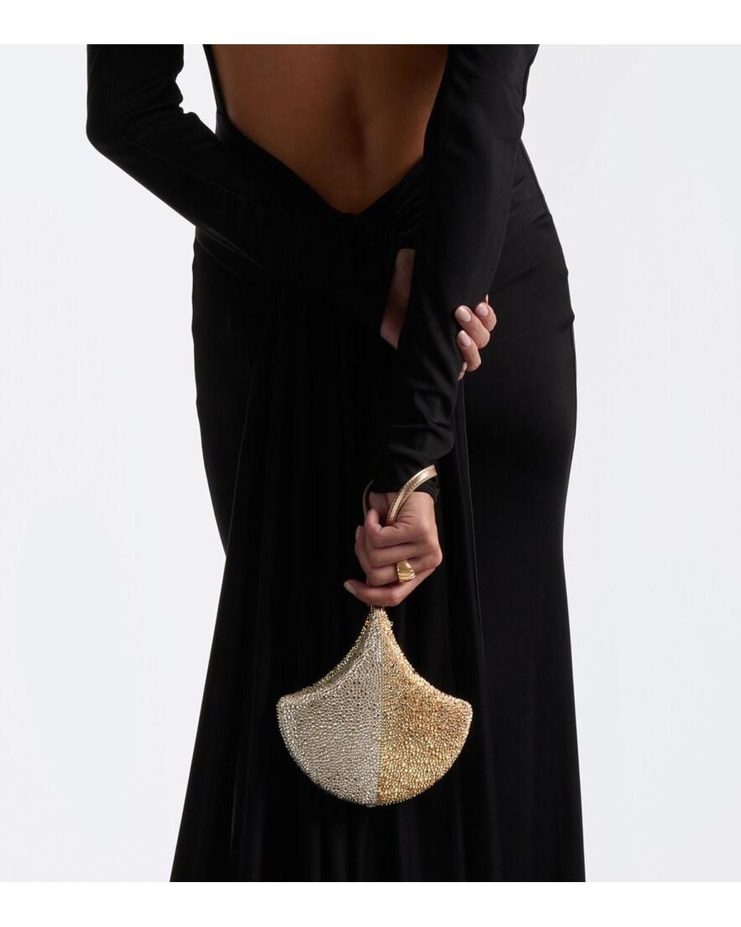 BVLGARI White Ginkgo Embellished Clutch