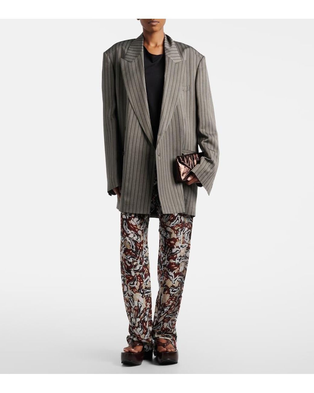 Dries Van Noten Brown Printed Straight Pants