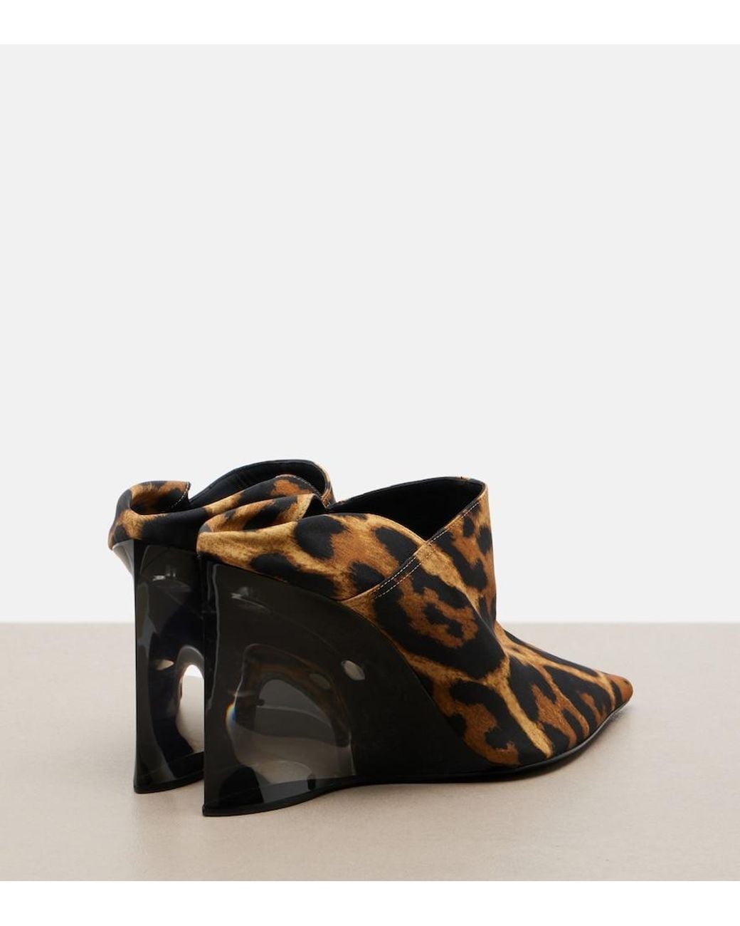 Alaïa Brown Invisible Animal-Print Twill Wedge Mules