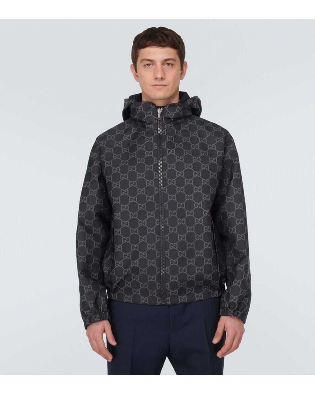 Gucci Black Interlocking Logo Ripstop Jacket for men