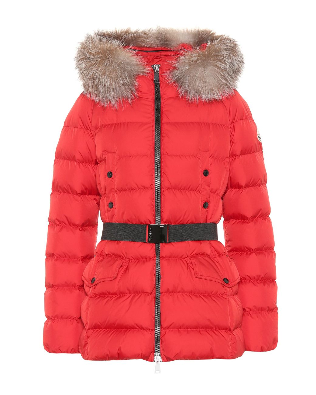moncler red fur jacket