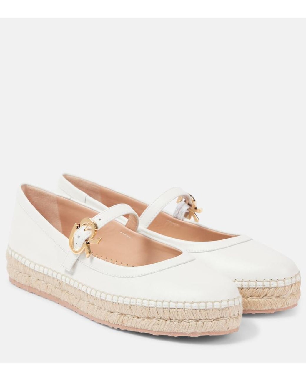 Gianvito Rossi White Espadrilles Elda Aus Leder