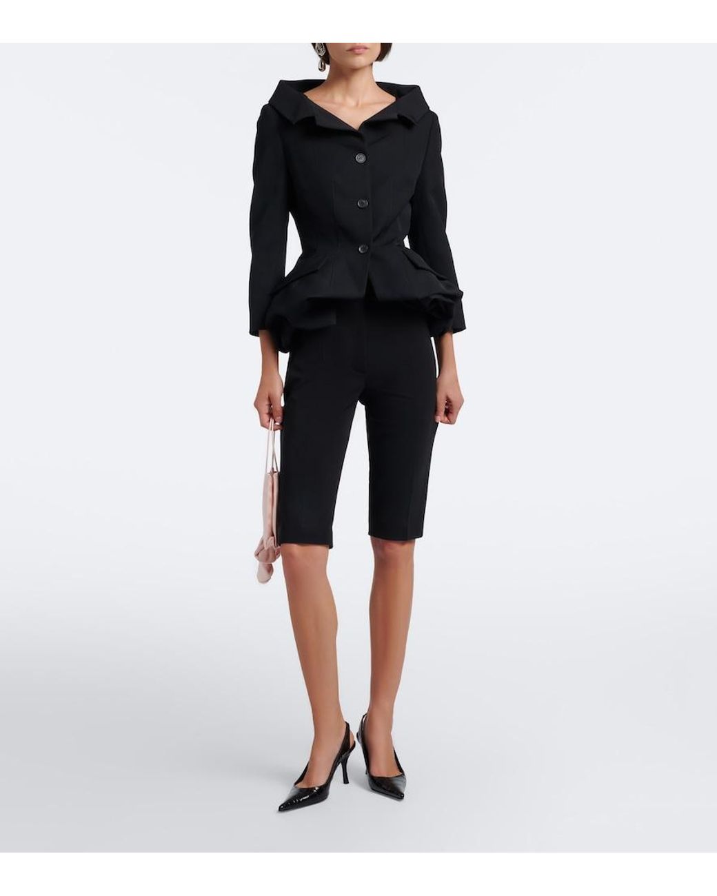 Magda Butrym Black Peplum Wool Blazer