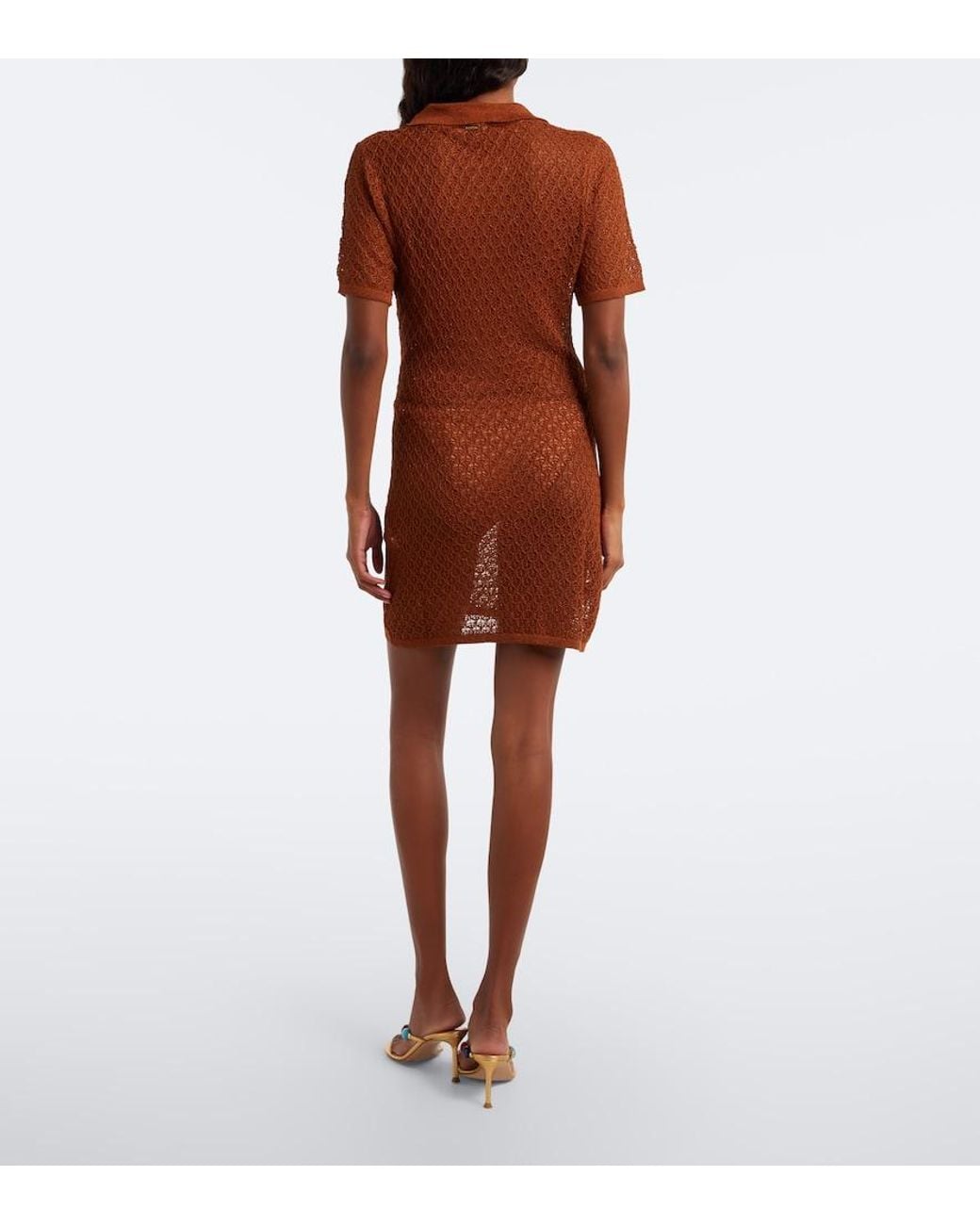 Melissa Odabash Red Coco Open-Knit Polo Dress