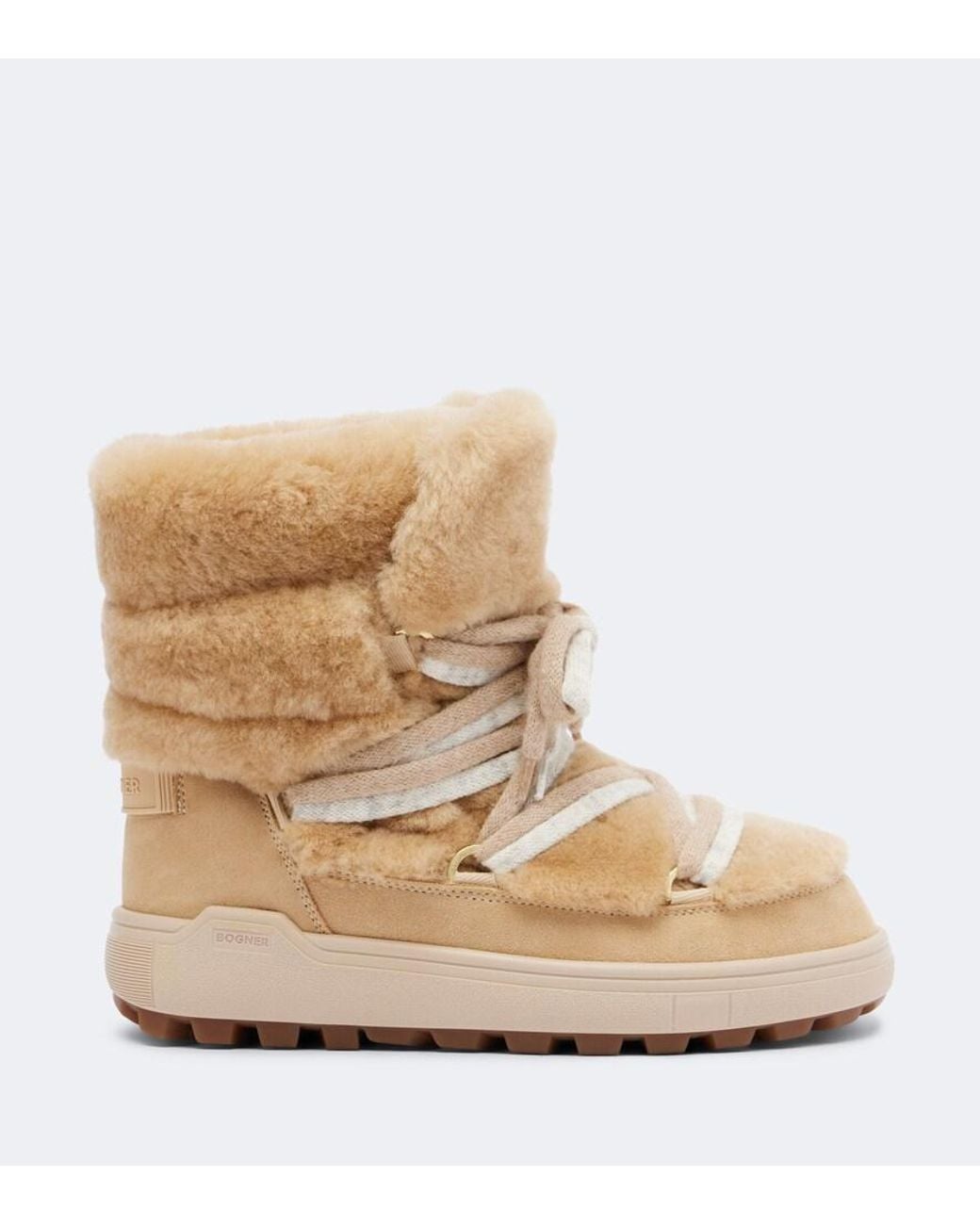 Bogner Natural Chamonix Shearling And Suede Snow Boots