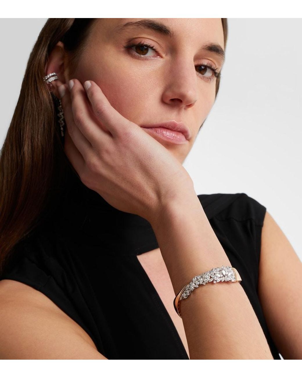 YEPREM White 18Kt Rose And Bracelet With Diamonds