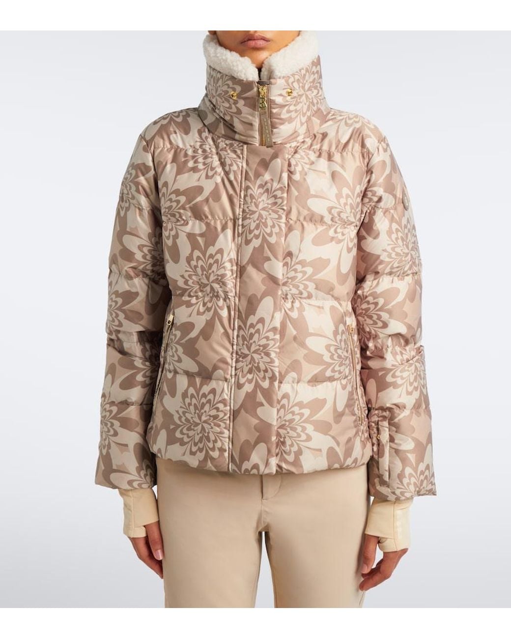 Bogner Brown Naia Hooded Printed Down Ski Jacket