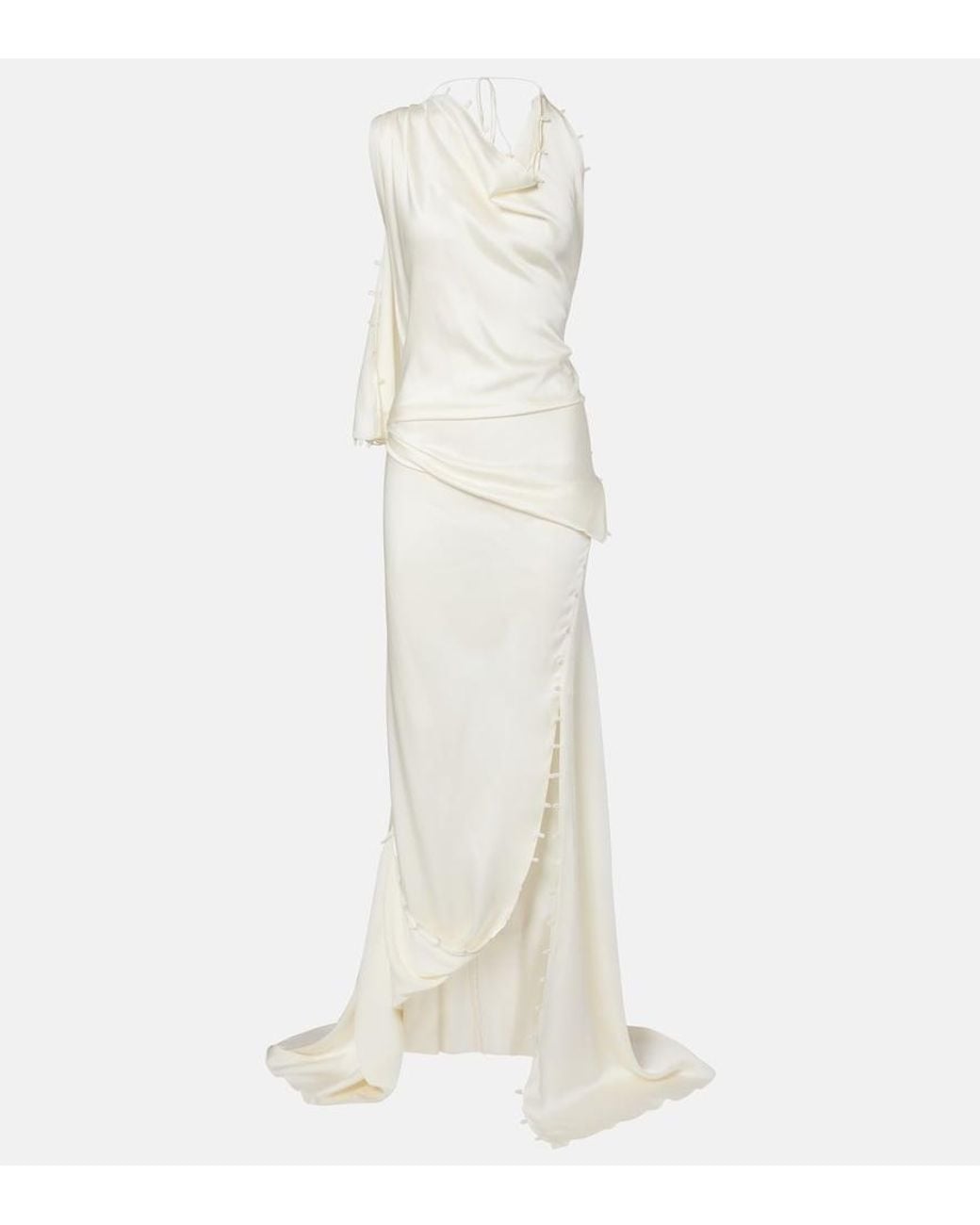 white victoria beckham dress Draped turtleneck jersey maxi Victoria Beckham Victoria Beckham Draped Crepe Satin
