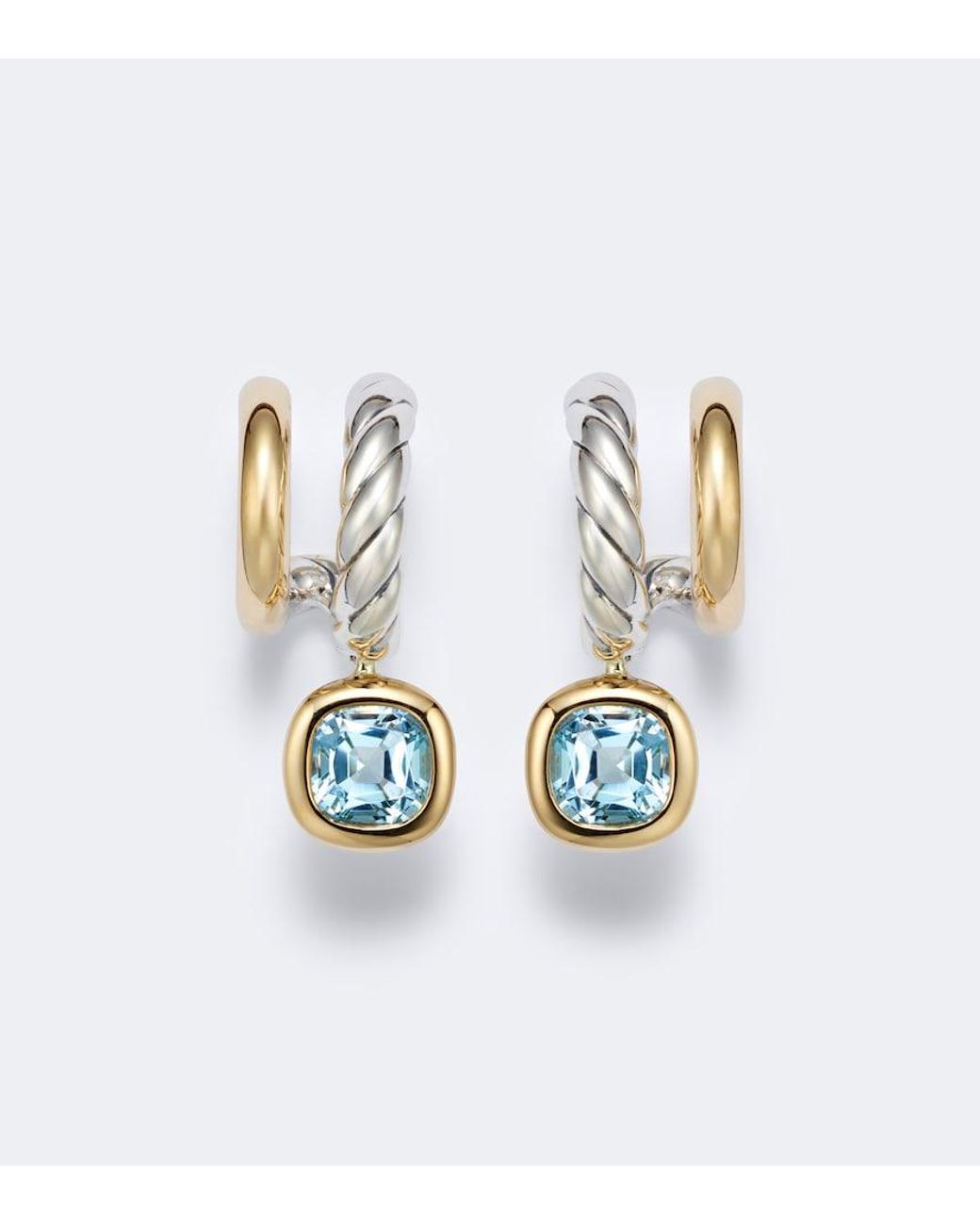 David Yurman White Dy Mercer 18Kt And Sterling Earrings With Topaz