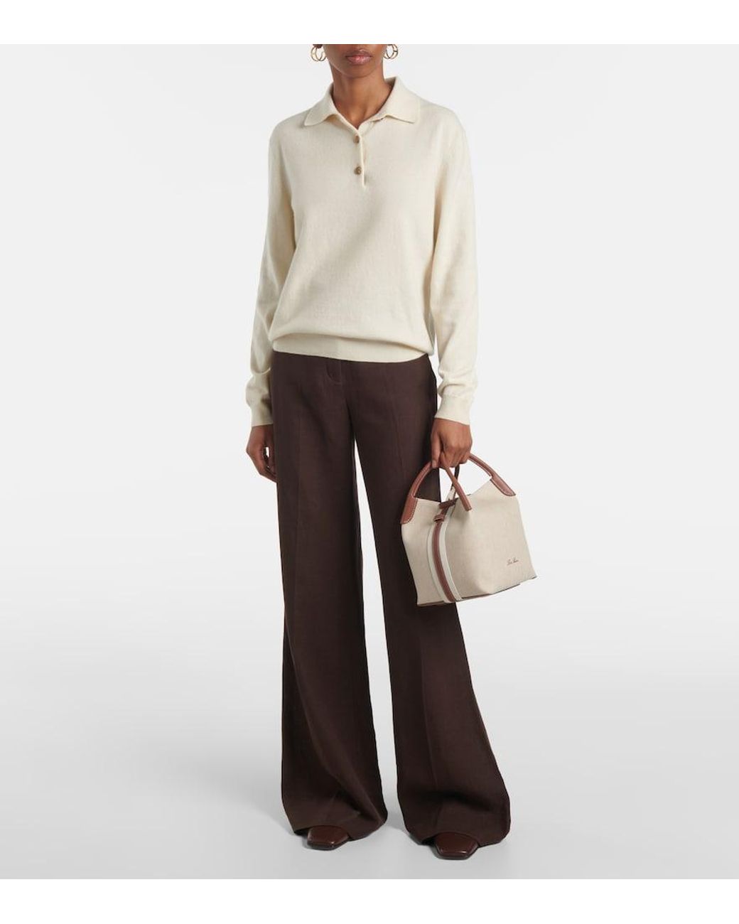 Loro Piana Natural Bale Small Leather-Trimmed Canvas Tote Bag