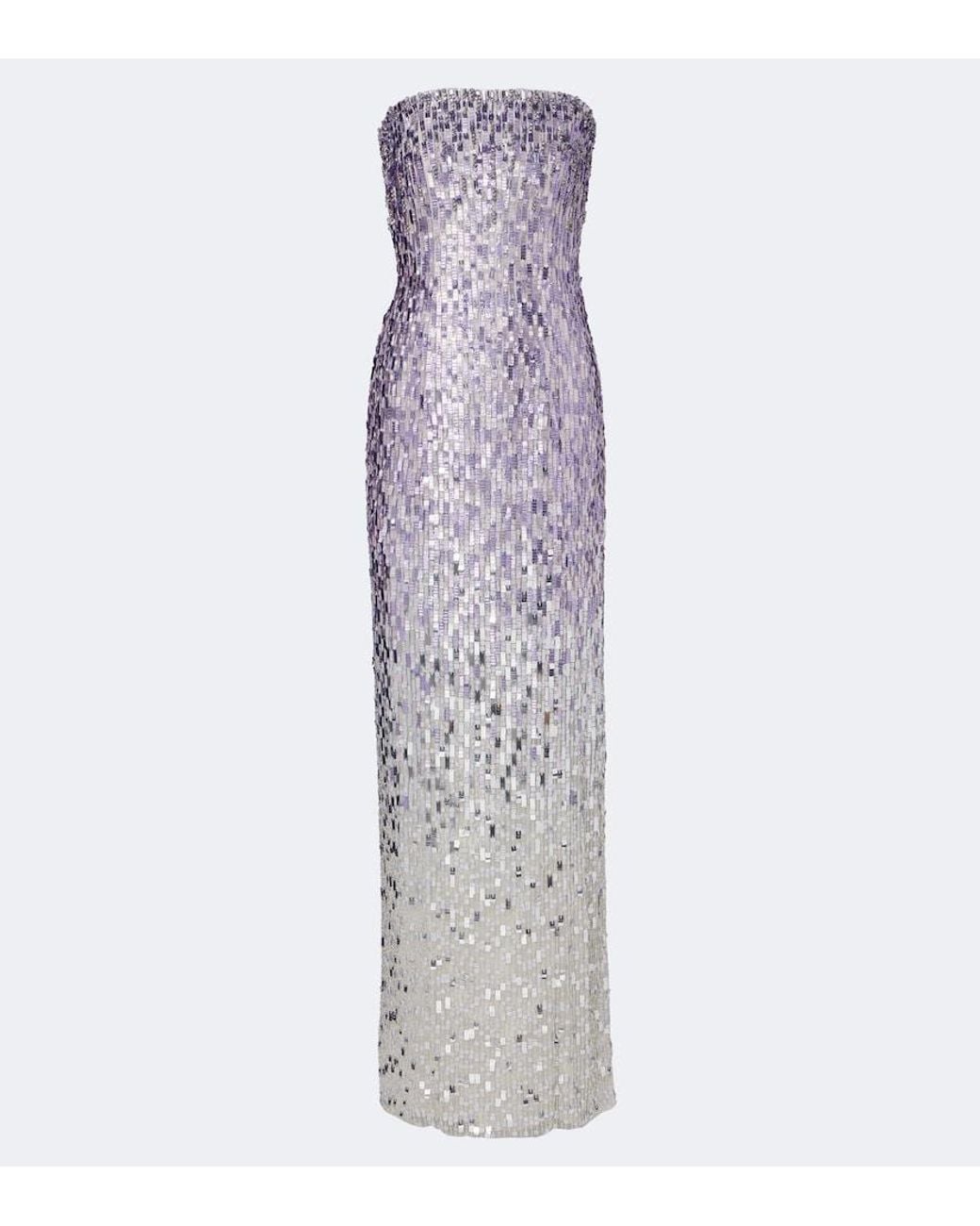 Jenny Packham Purple Lucille Sequined Strapless Gown