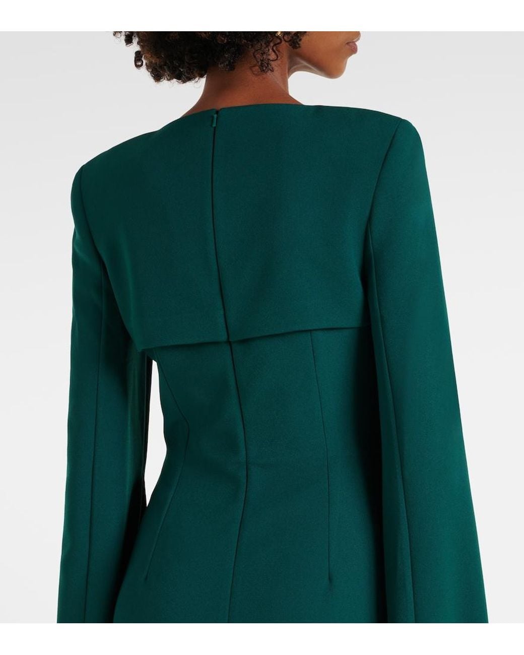 Safiyaa Green Sarita Cutout Crepe Gown