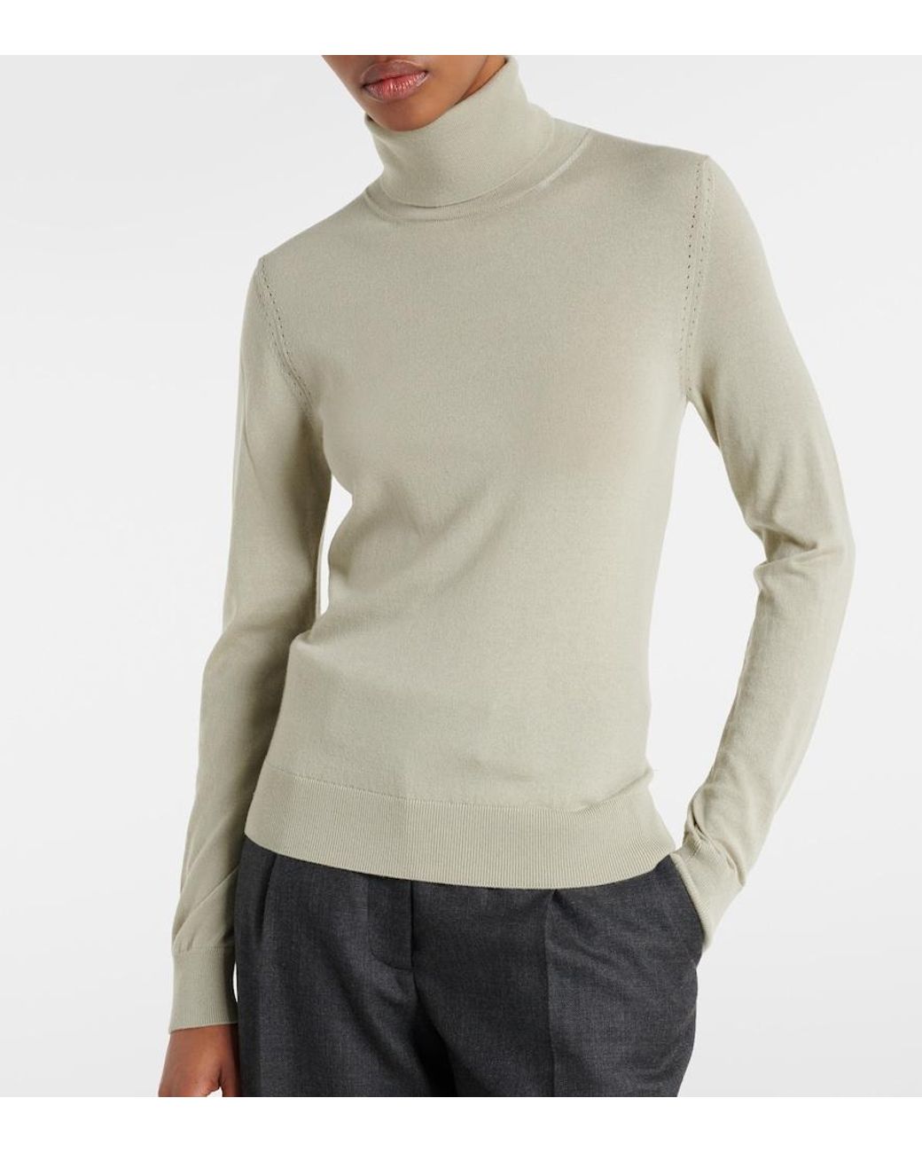 Loro Piana Green Cashmere Turtleneck Sweater
