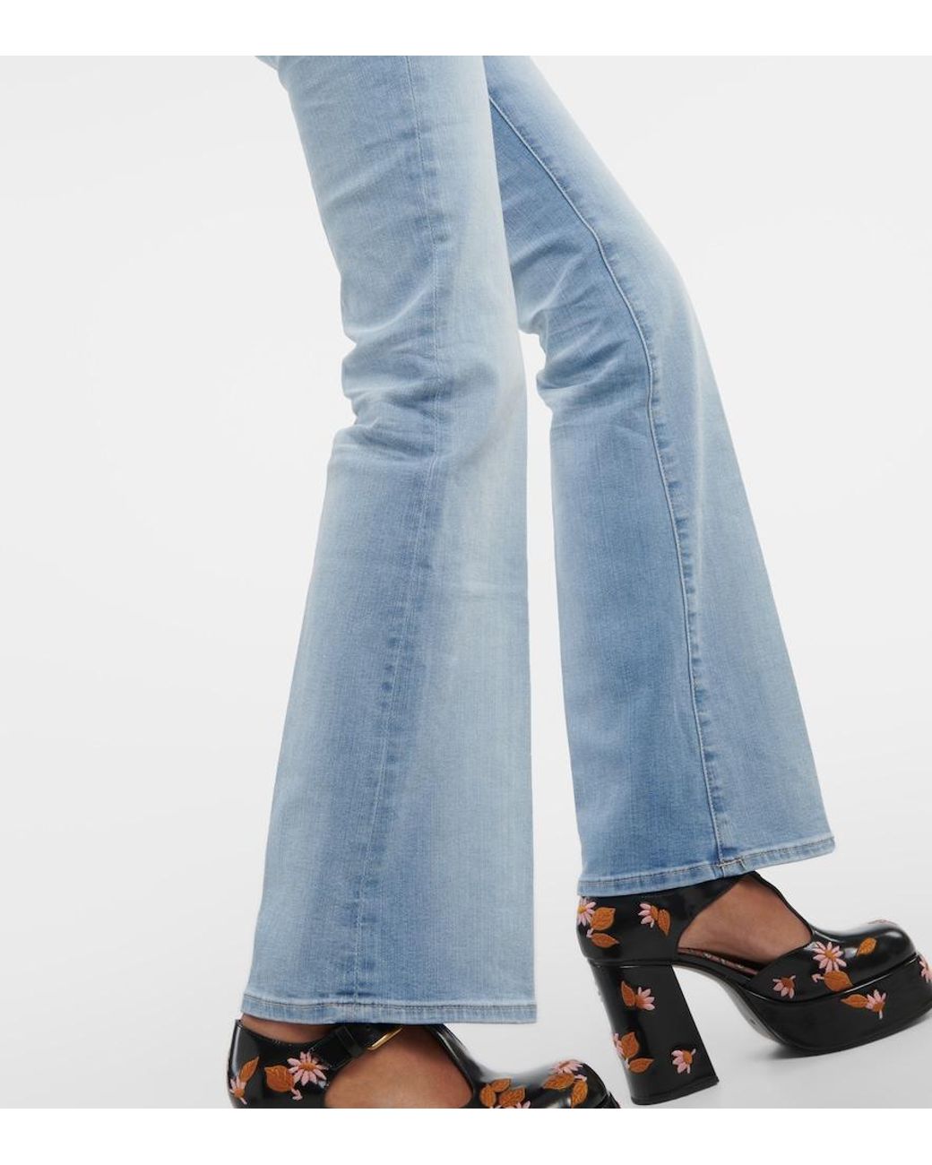 AG Jeans Blue Embroidered Flared Jeans