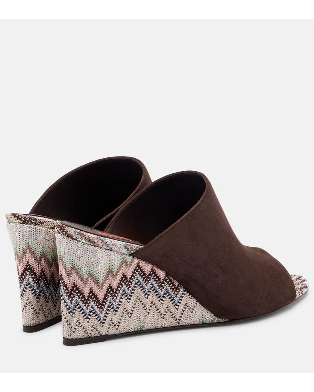 Missoni Brown Mabel Zigzag Suede Wedge Mules
