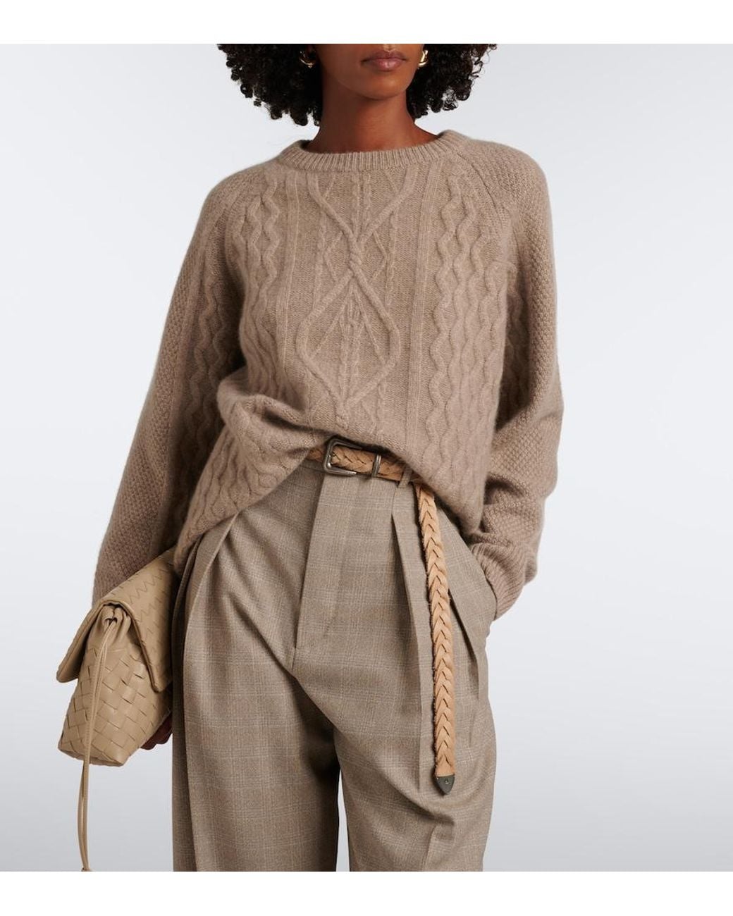 arch4 Brown Delilah Cable-Knit Cashmere Sweater