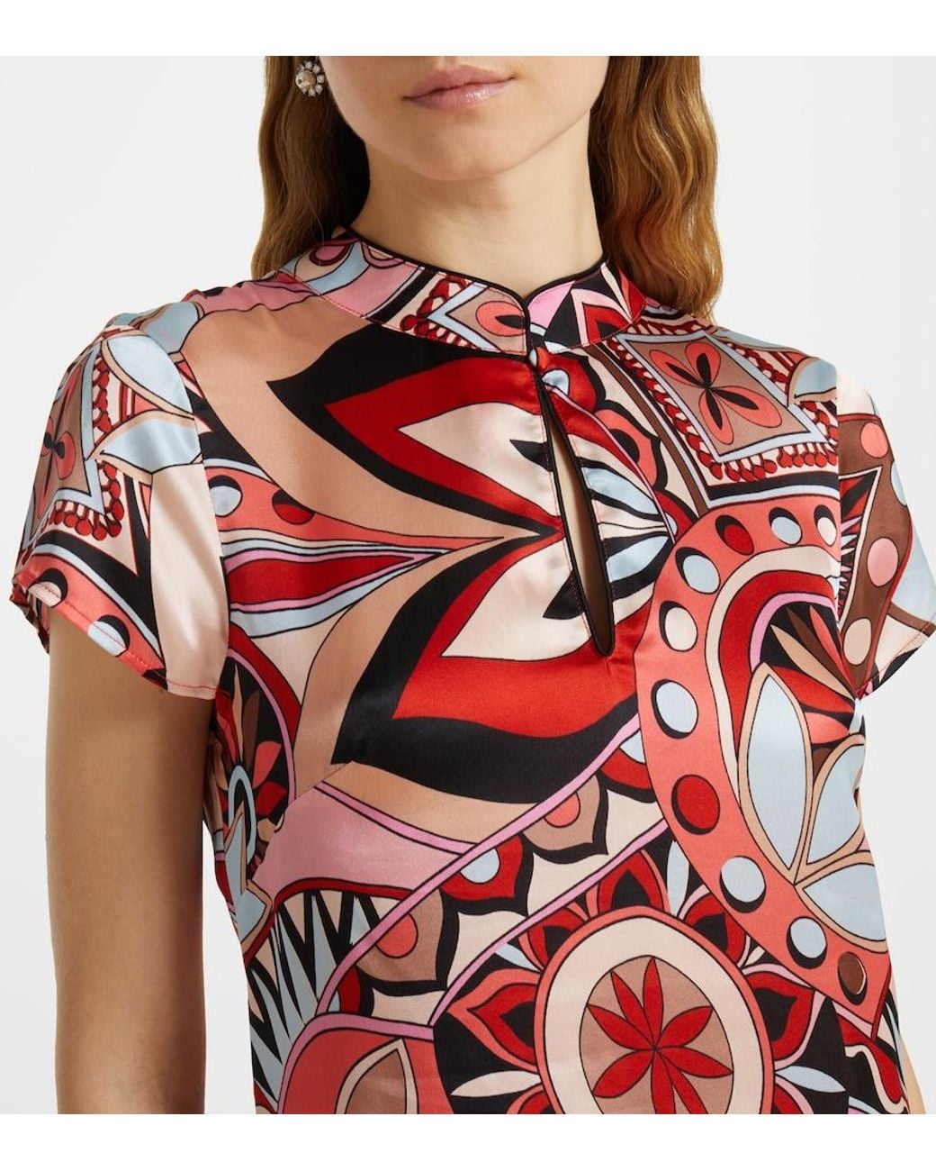Rixo Red Printed Silk Minidress