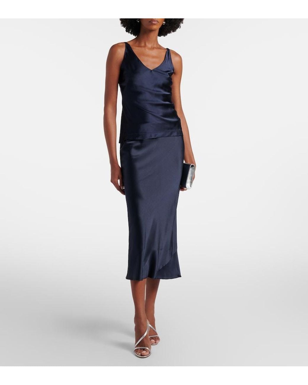 Dorothee Schumacher Blue Sense Of Shine Silk-Blend Satin Top