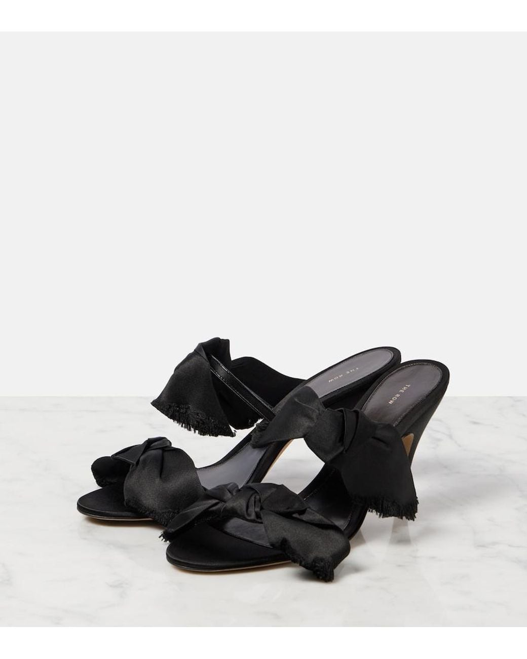 The Row Black Vika Satin Sandals