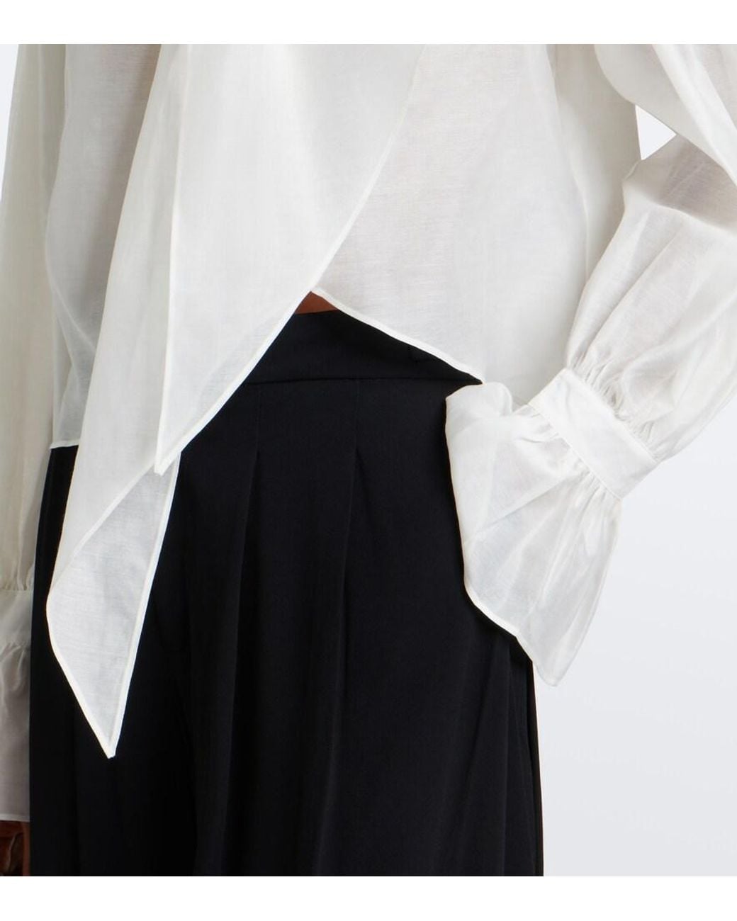 Polo Ralph Lauren White Tie-Detail Cotton And Silk Organdy Blouse