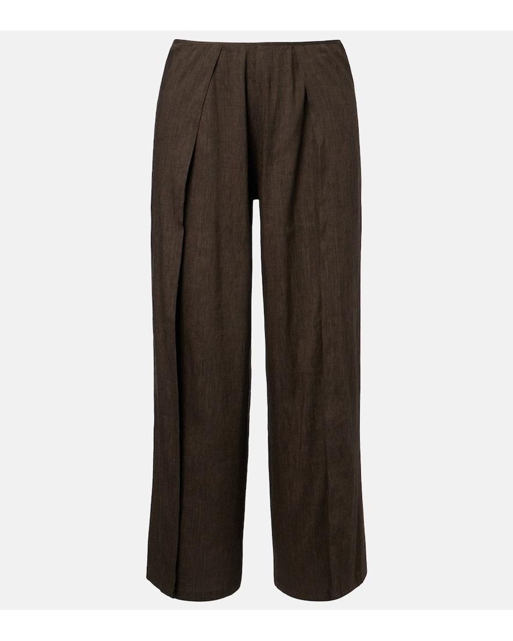 Proenza Schouler Brown Calla Linen-Blend Wide-Leg Pants
