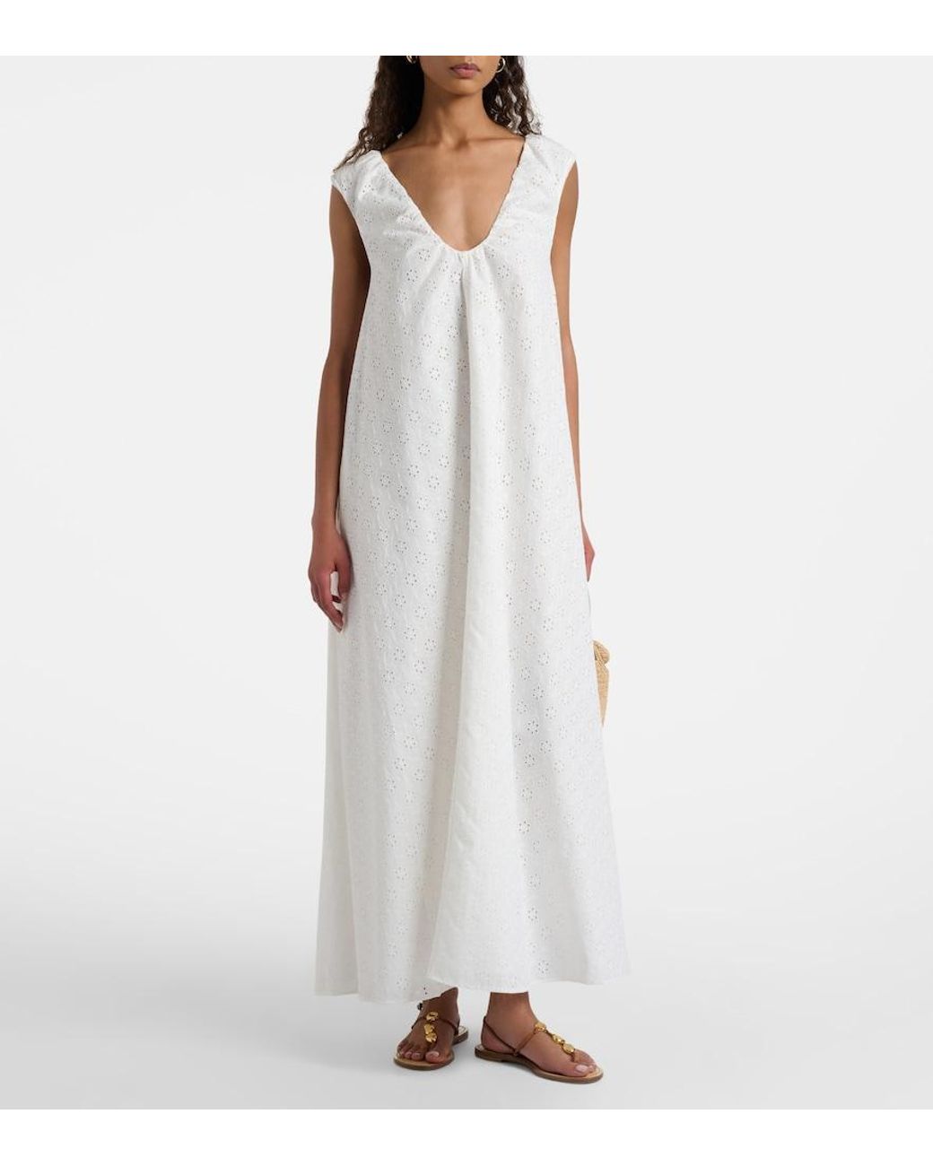Faithfull The Brand White Juana Broiderie Anglaise Maxi Dress