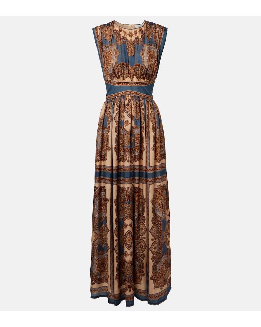 Zimmermann Brown Mahon Printed Silk Maxi Dress