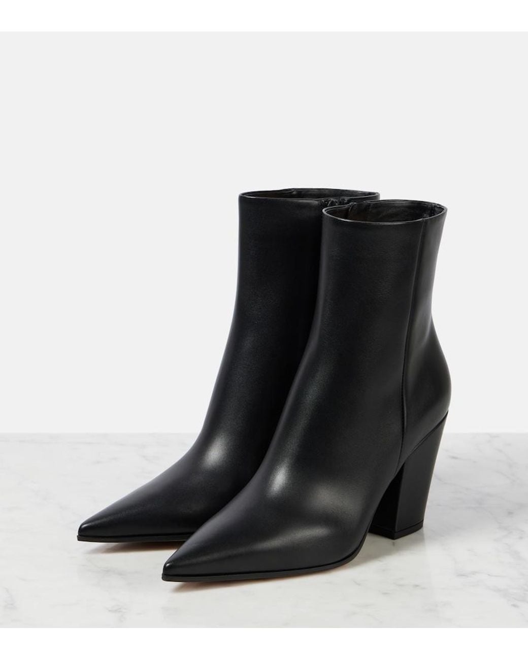 Gianvito Rossi Black Keinna 85 Leather Ankle Boots