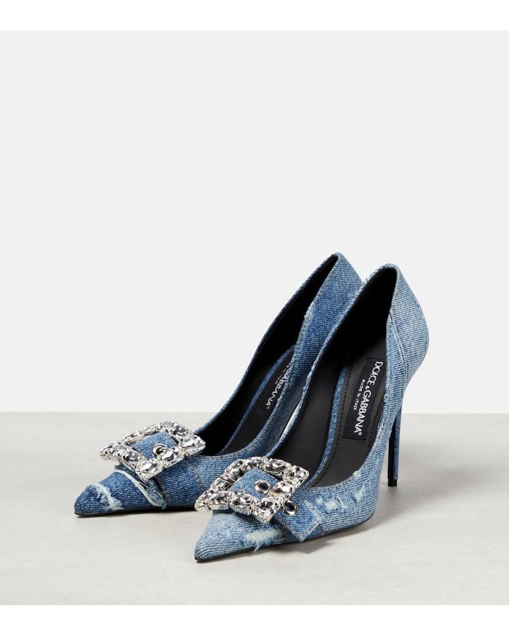 Dolce & Gabbana Blue Embellished Denim Pumps