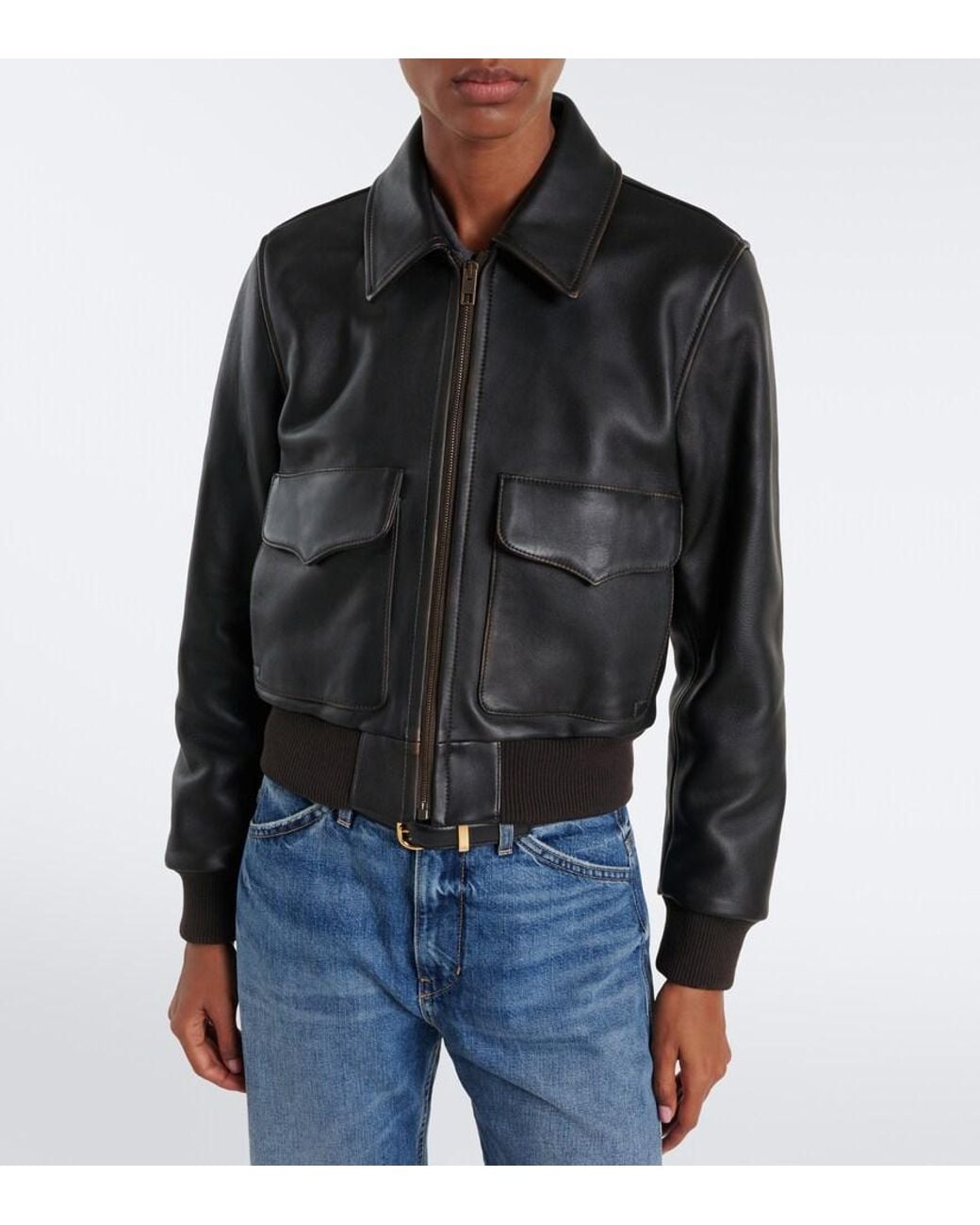 Nili Lotan Black Leather Bomber Jacket