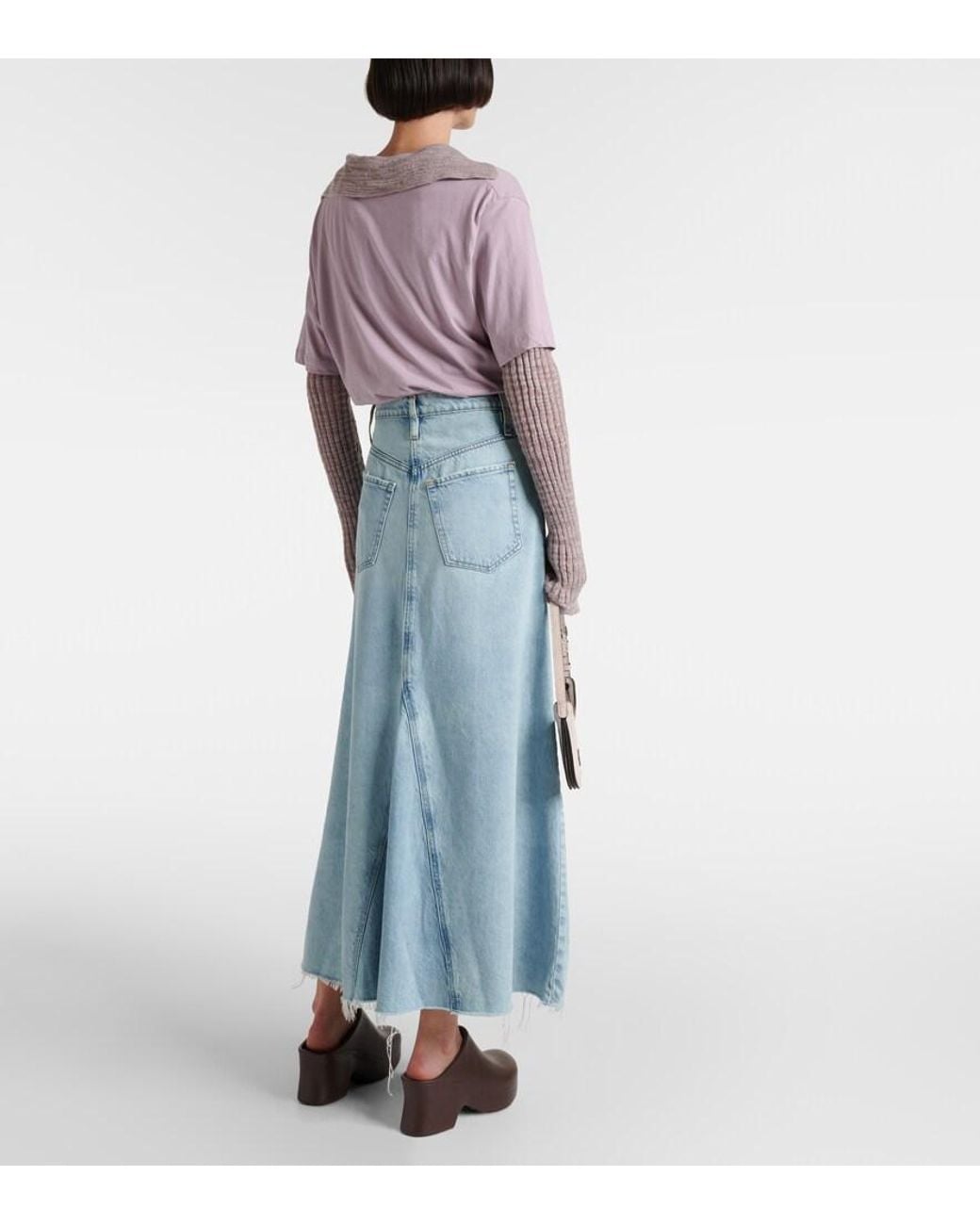 FRAME Blue Dorothy Denim Maxi Skirt
