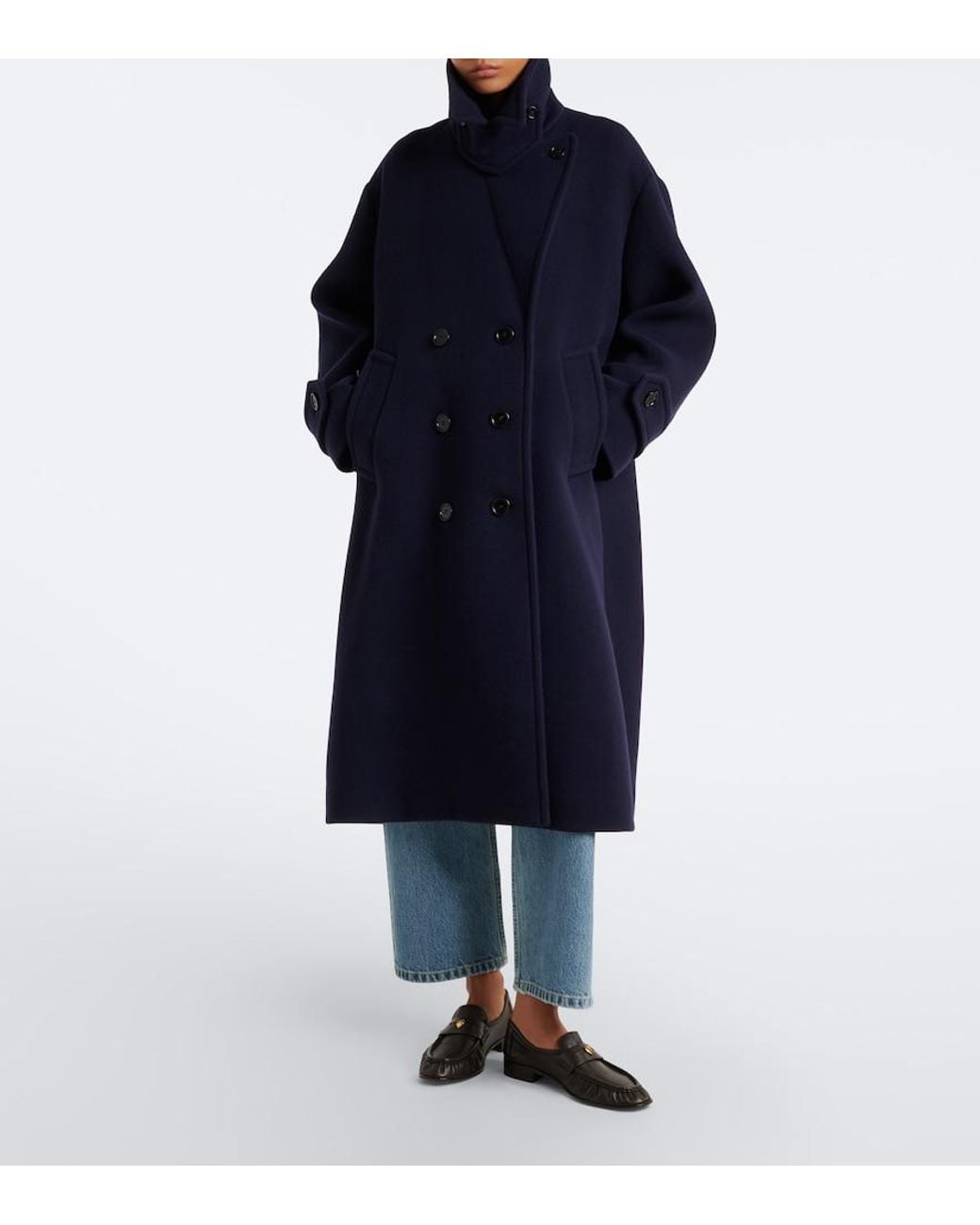 Chloé Blue Double Breasted Wool-Blend Coat
