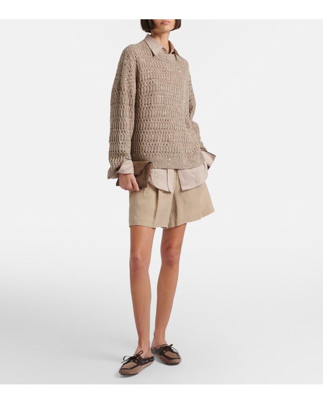 Brunello Cucinelli Brown Monili Suede Mules